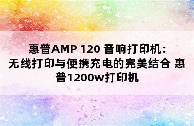 惠普AMP 120 音响打印机：无线打印与便携充电的完美结合 惠普1200w打印机